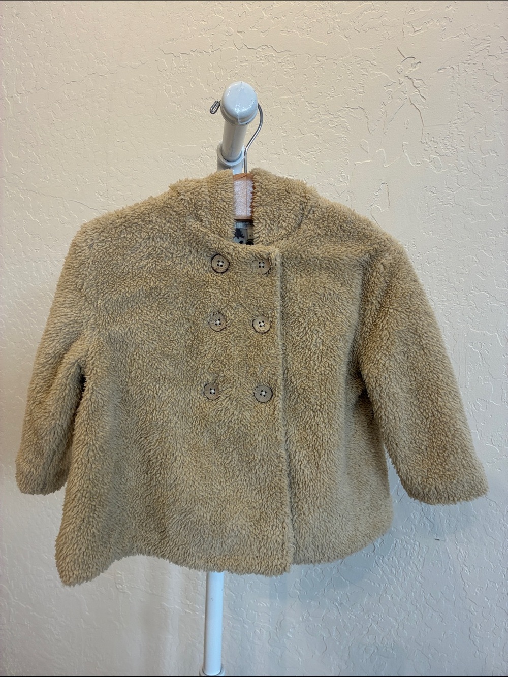 Rylee + Cru Kids' Double-Breasted Teddy Pea Coat - Beige